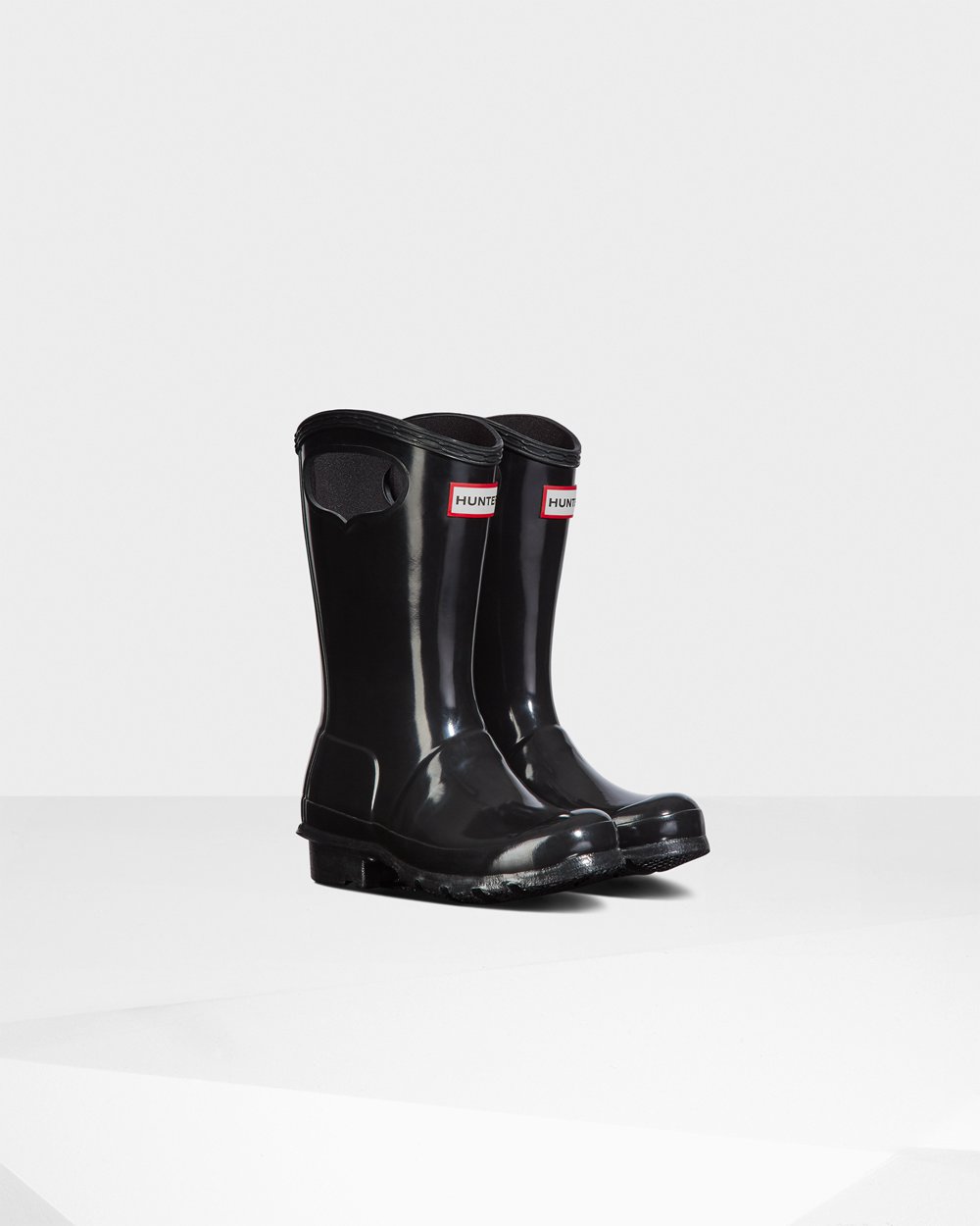 Hunter Original Big Grab Handle Gloss Rain Boots - Shop Online Kids Black - BAQZTX731